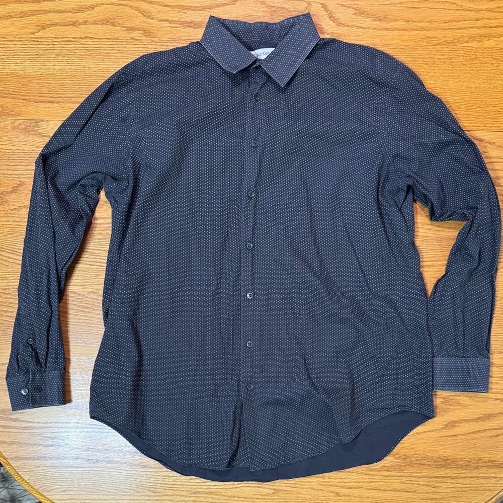 Calvin Klein Black Patterned Button Down Shirt